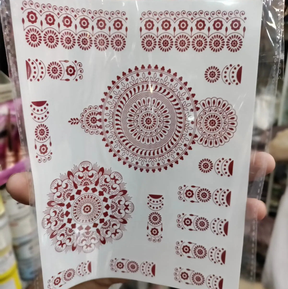 Waterproof Mehndi Tattoo Stickers – Red Henna Designs