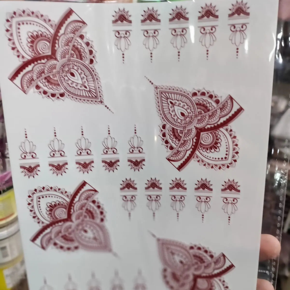 Waterproof Mehndi Tattoo Stickers – Red Henna Designs