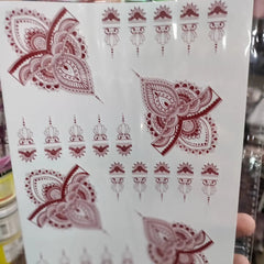 Waterproof Mehndi Tattoo Stickers – Red Henna Designs