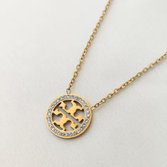 Stainless Steel Tory Stone Studded Necklace