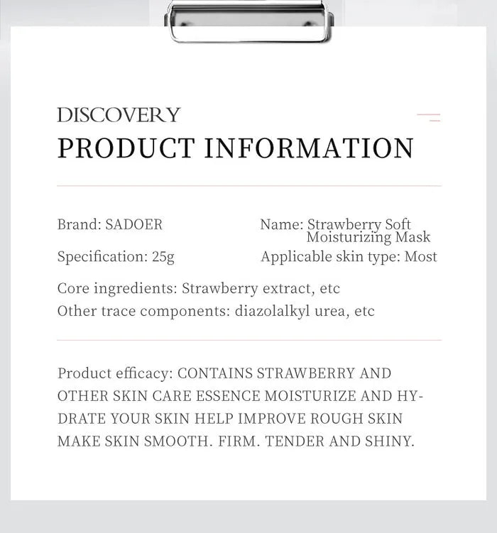 1Sadoer Botany And Fruits Strawberry Moisturizing Face Sheet Mask - 25g