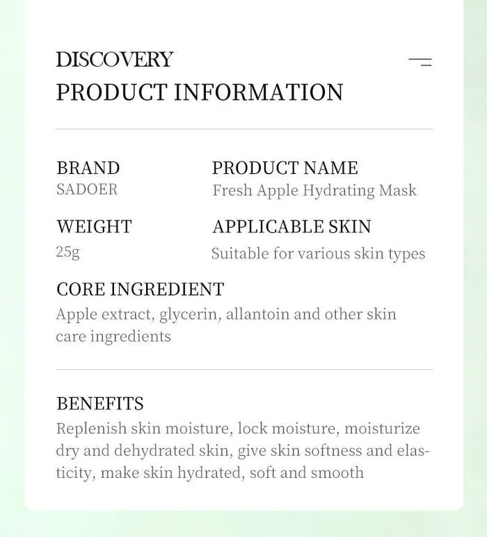 Sadoer Botany And Fruits Fresh Apple Hydrating Face Sheet Mask - 25g