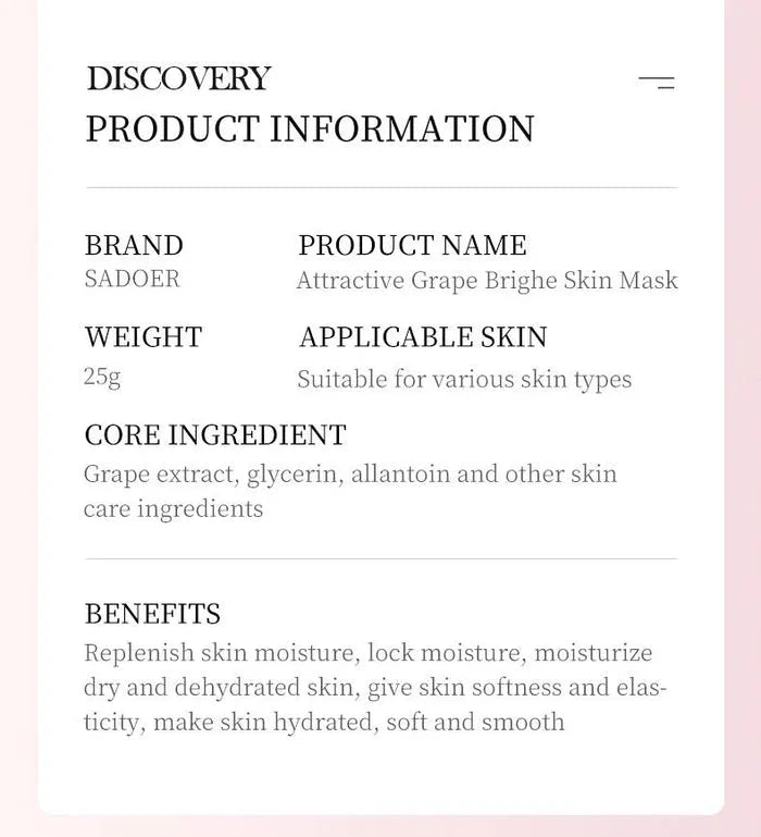Sadoer Botany And Fruits Grape Bright Skin Face Sheet Mask - 25g