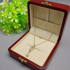Stainless Steel Golden Chain With White Pearl