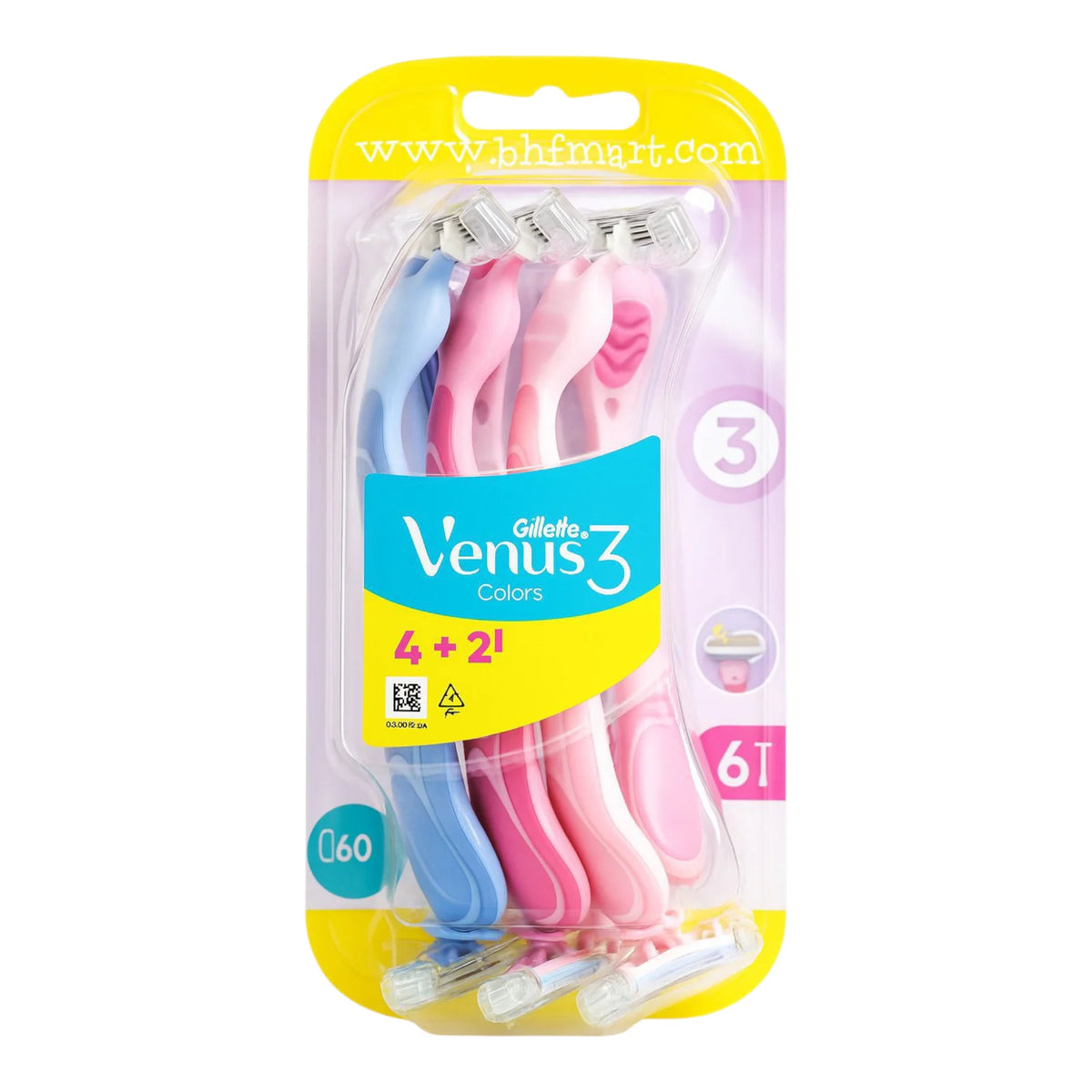 Gillette Venus 3 Colors Disposable Razors - 4+2 bonus pack