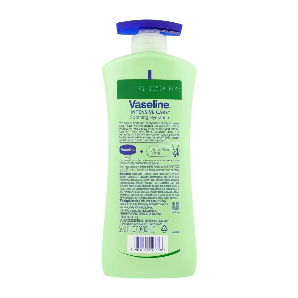 Vaseline Intensive Care Soothing Hydration Aloe Vera Non Greasy Body Lotion Pump - 600ml