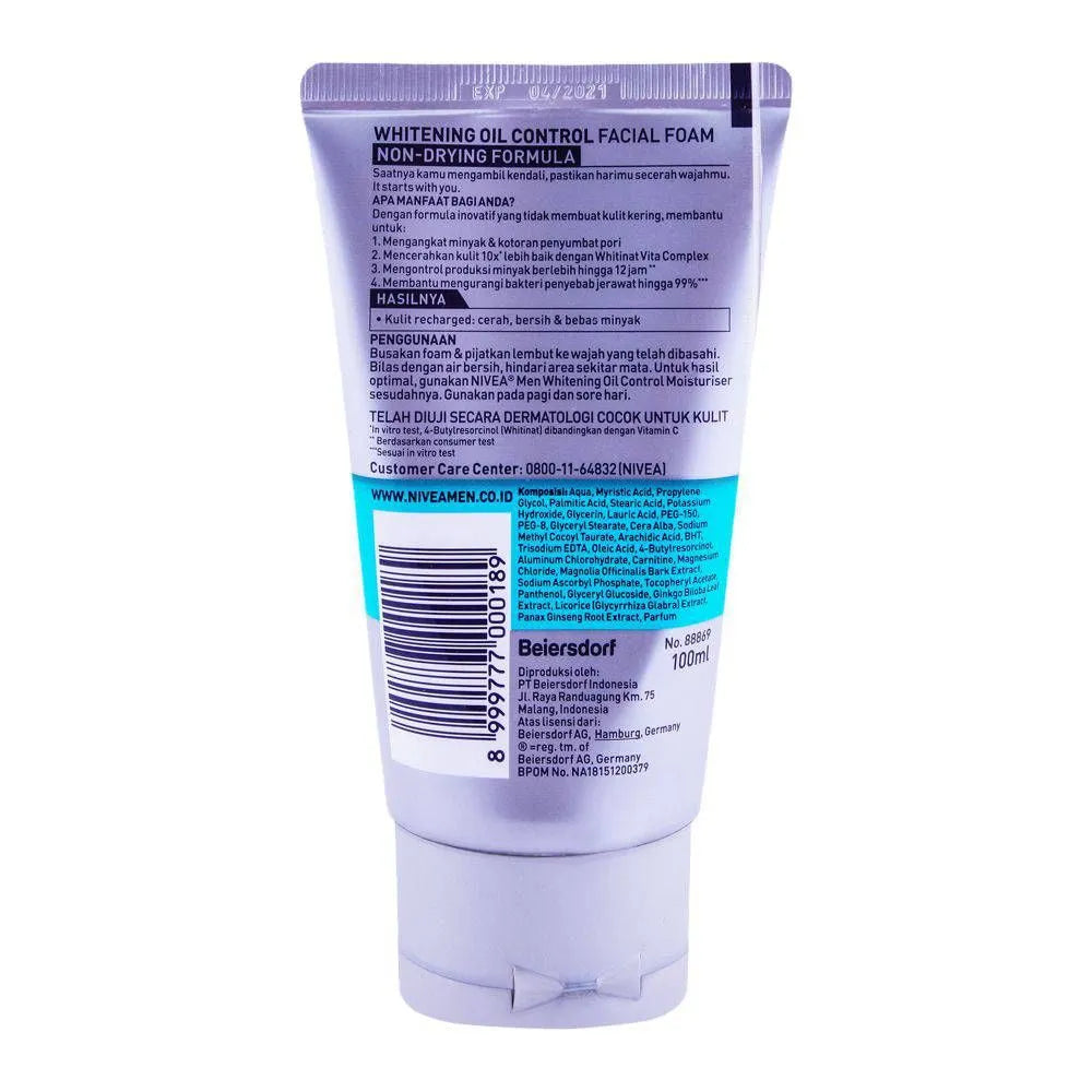 Nivea Men Whitening Oil Control Facial Foam - 100ml