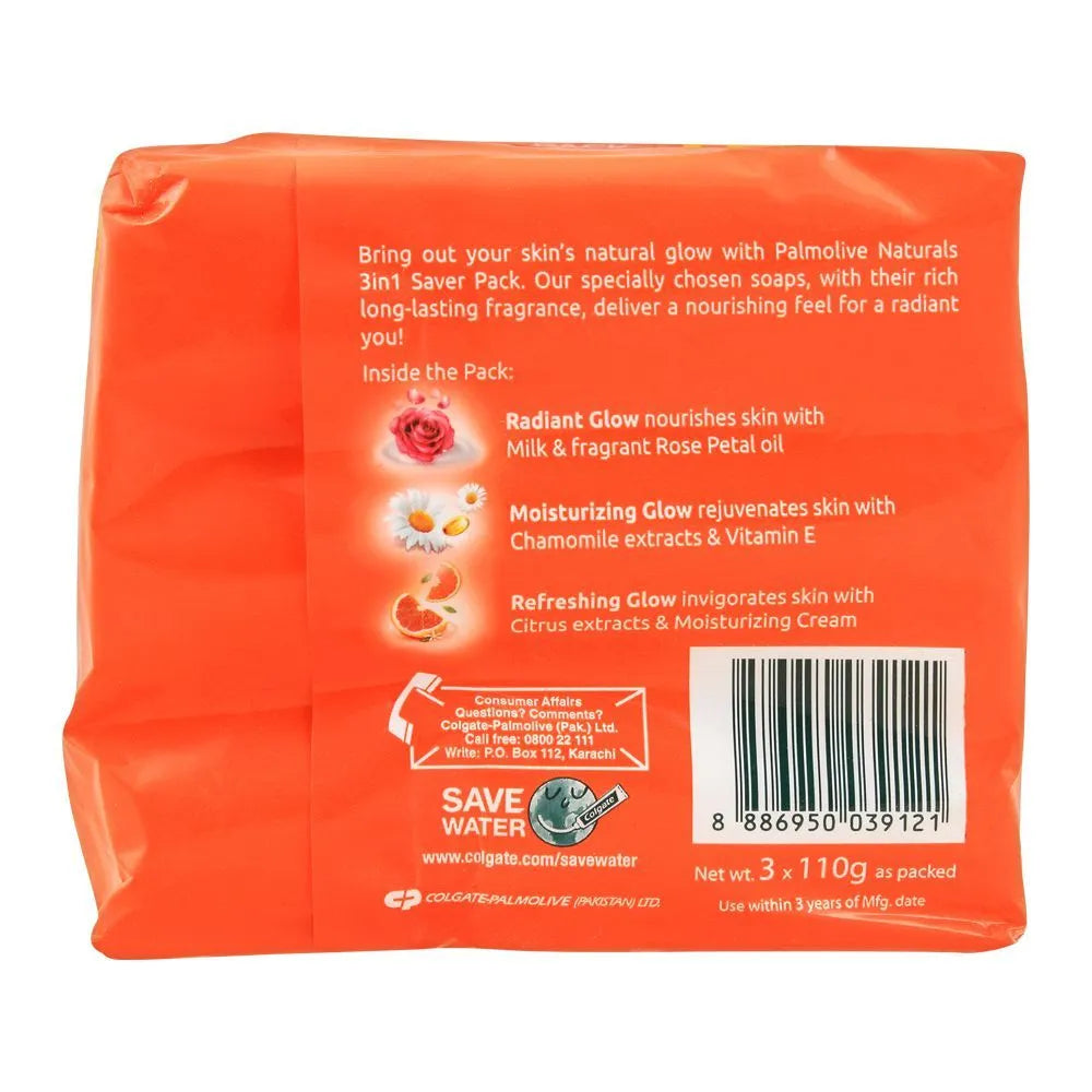 Palmolive Naturals Glow Soap, 3-In-One Pack, 3X145g