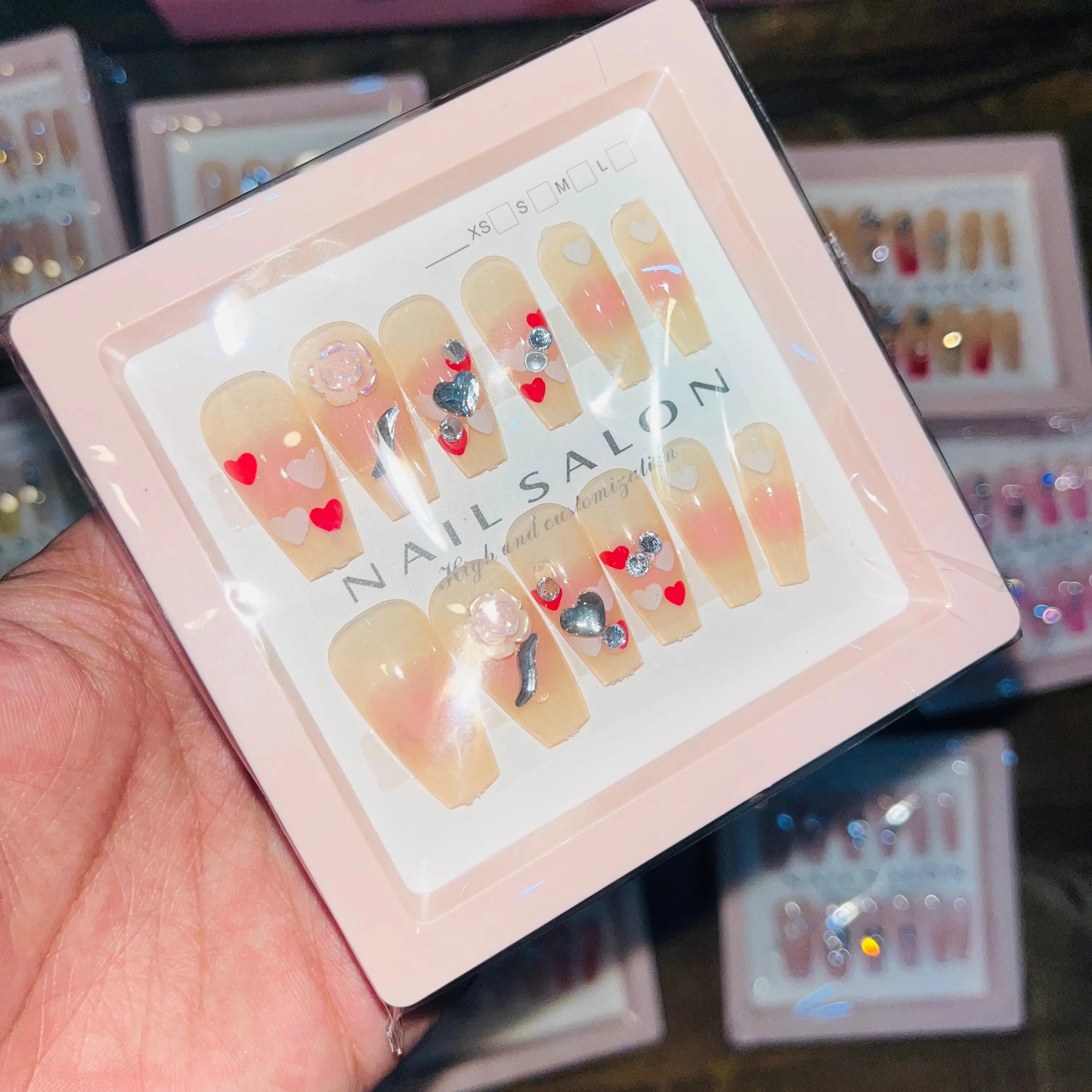 Salon Look Stylish Artifical Nails With Free Stickers(12 Pcs)