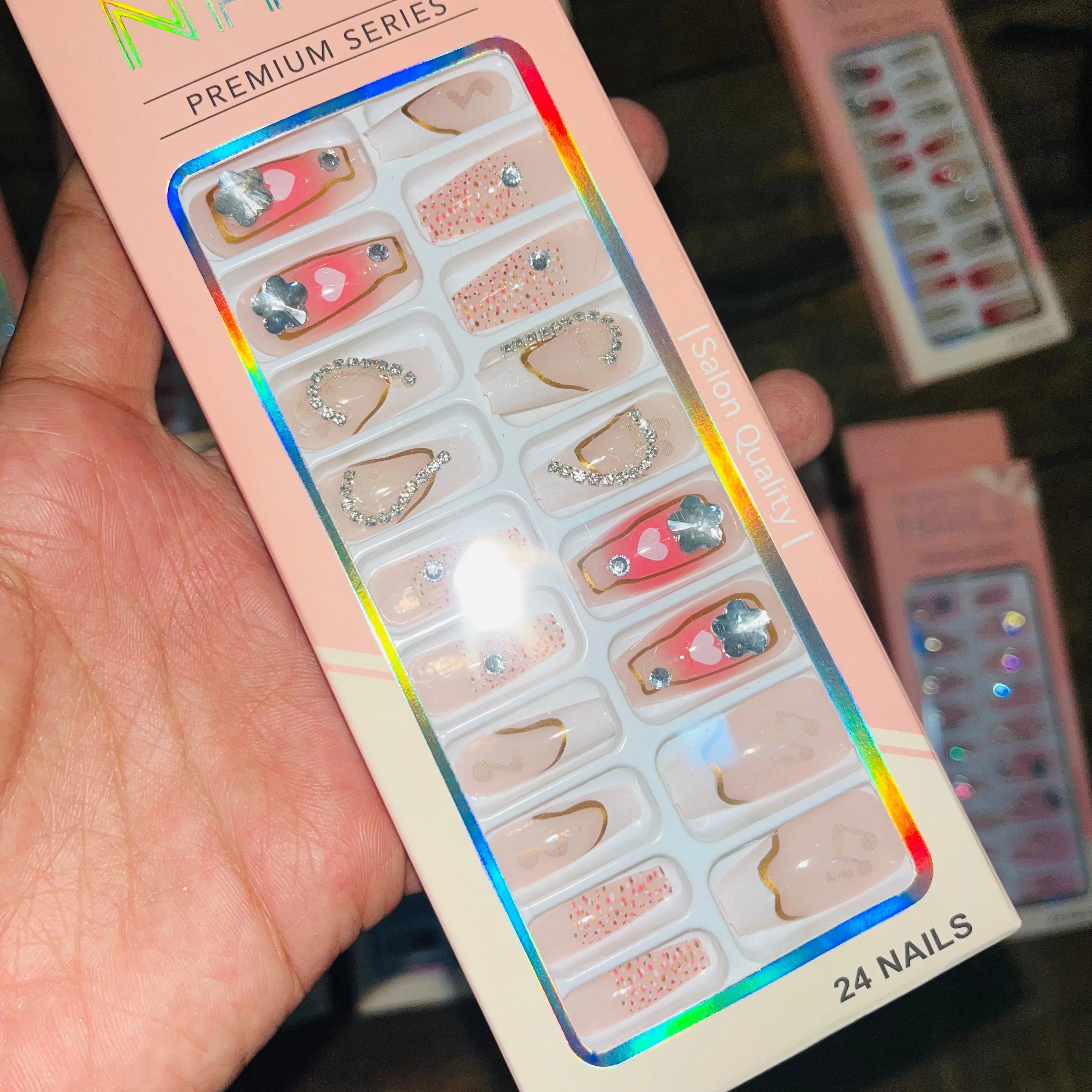 Professional Premium Series Artifical Nails With Free Stickers (24Pcs)