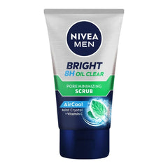 Nivea Men Bright Oil Clear Pore Minimizing Scrub, Air Cool Mint Crystal+ Vitamin C - 100ml