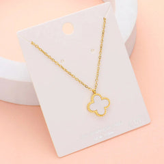 Mother Of Pearl Quatrefoil Pendant Necklace