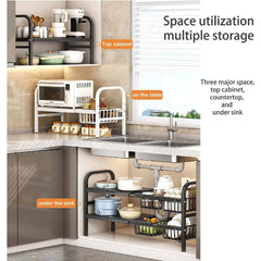 Extendable Under Sink Storage Rack with Baskets