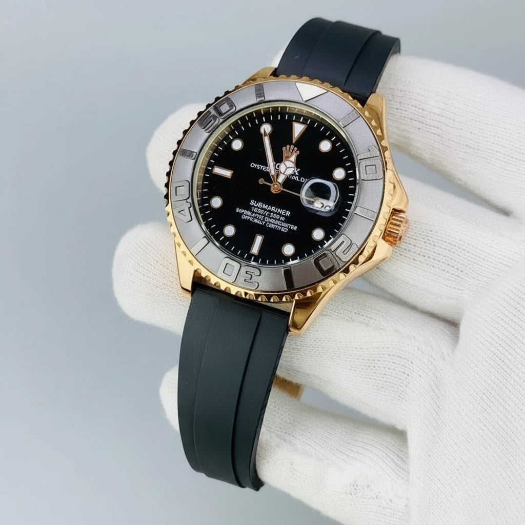 Rolex Submariner Gold Black Water Resistant Watch