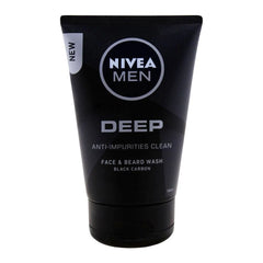 Nivea Men Deep Anti-Impurities Clean Face & Beard Wash, Black Carbon - 100ml
