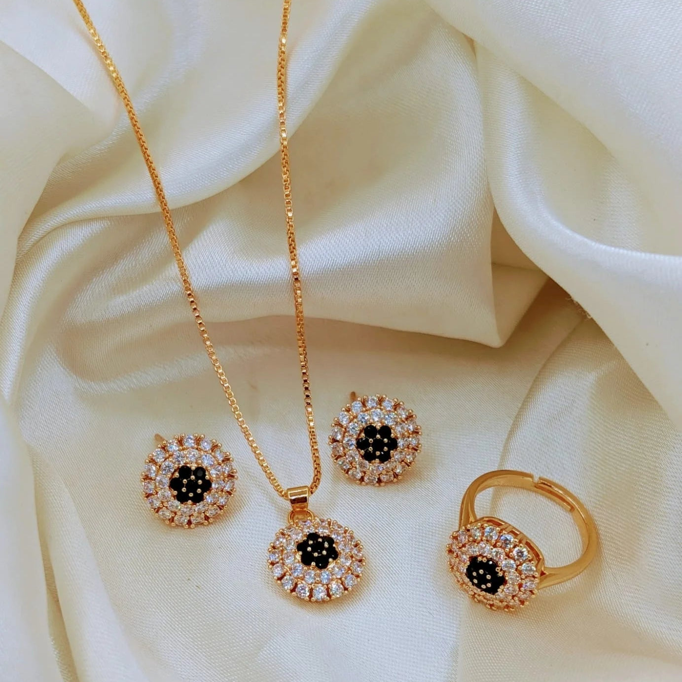 Stainless Steel Crystal/Zircon Locket Set - Each