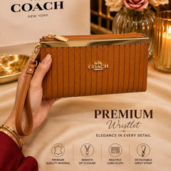 COACH Textured Leather Zip Wristlet