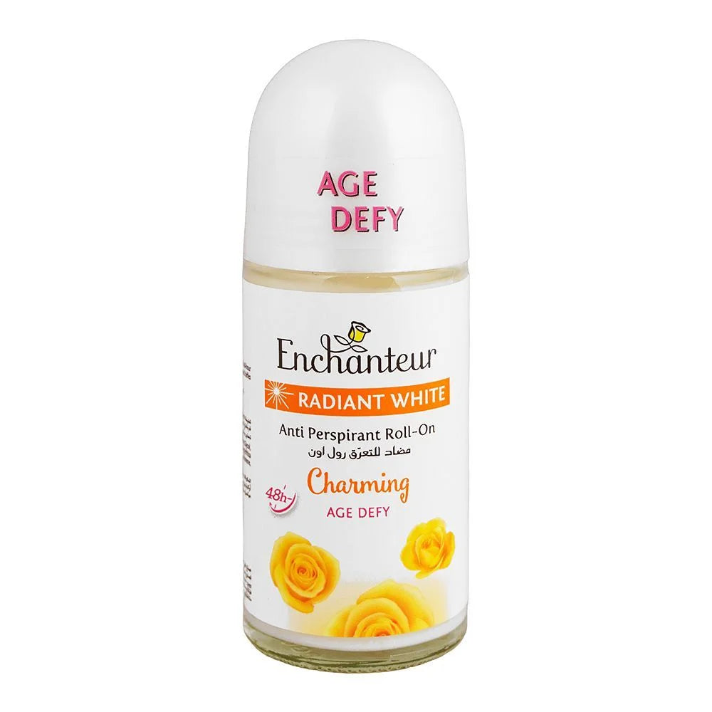 Enchanteur Radiant White Charming Age Defy Roll-On For Women, 48 Hours Lasting, Anti-Perspirant - 50ml