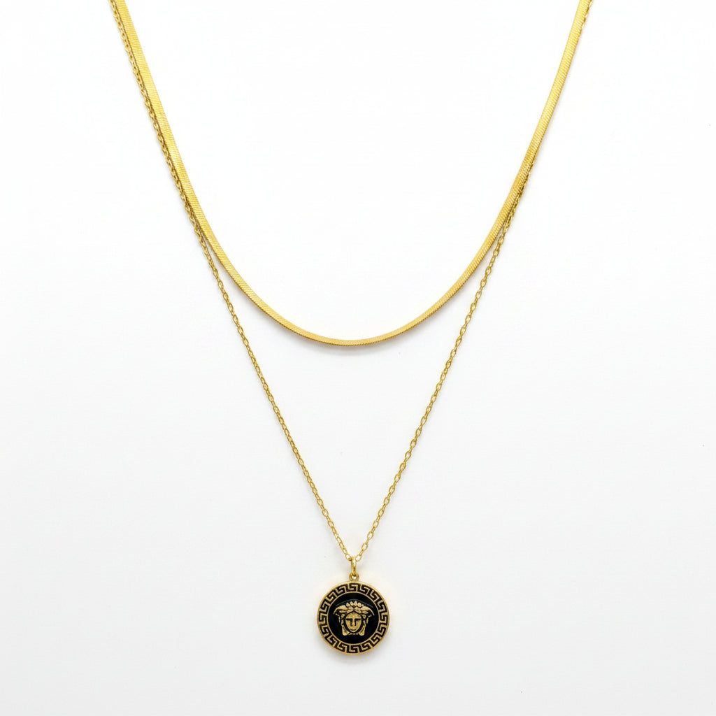 Stainless Steel  Versace Medusa Enamel Necklace - Each