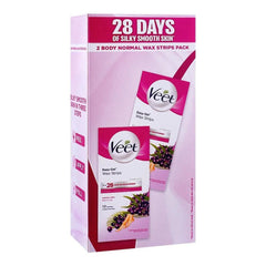 Veet Easy-Gelwax Shea Butter & Acai Berries Scent Normal Skin Body + Face Wax Strips Pack,
