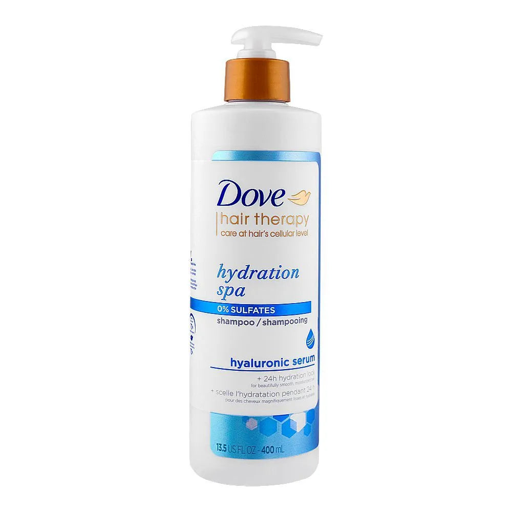 Dove Hair Therapy Hydration Spa 0% Sulfates Hyaluronic Acid Shampoo -  400ml