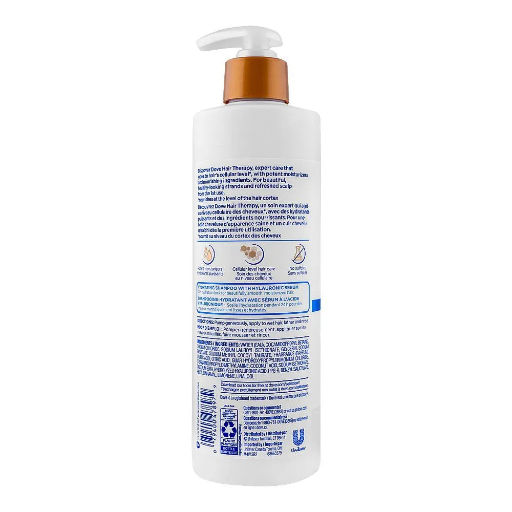 Dove Hair Therapy Hydration Spa 0% Sulfates Hyaluronic Acid Shampoo -  400ml