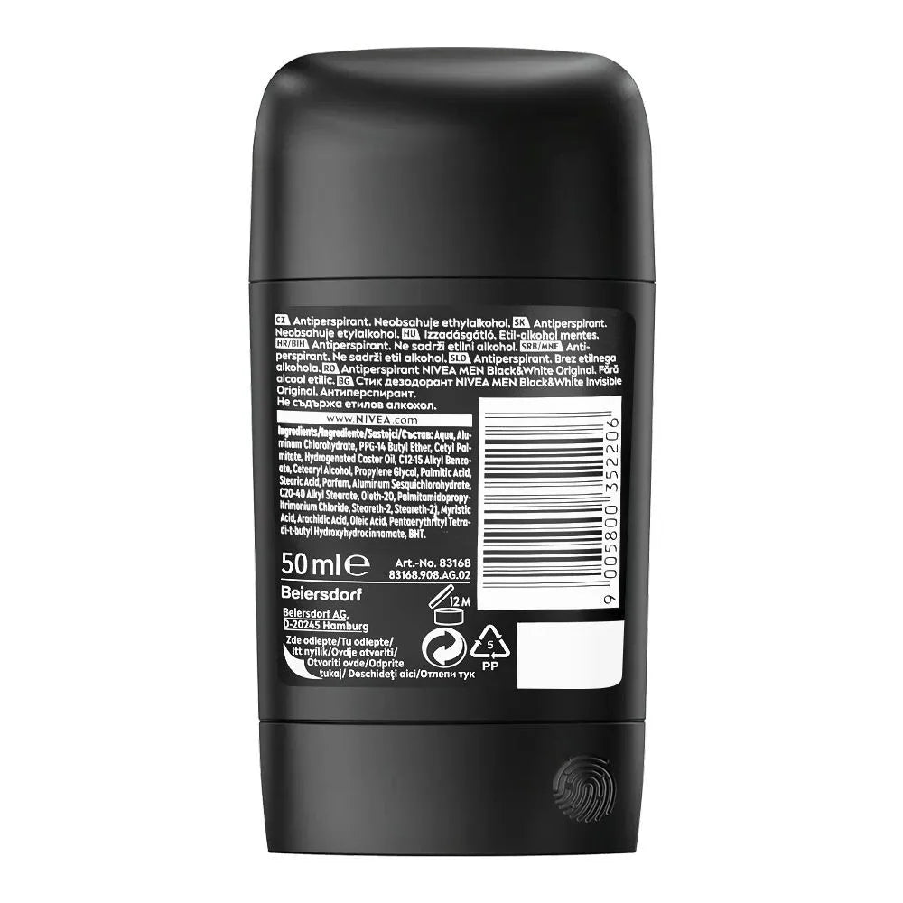 Nivea Men Black & White Invisible 48H Deodorant Stick - 50ml