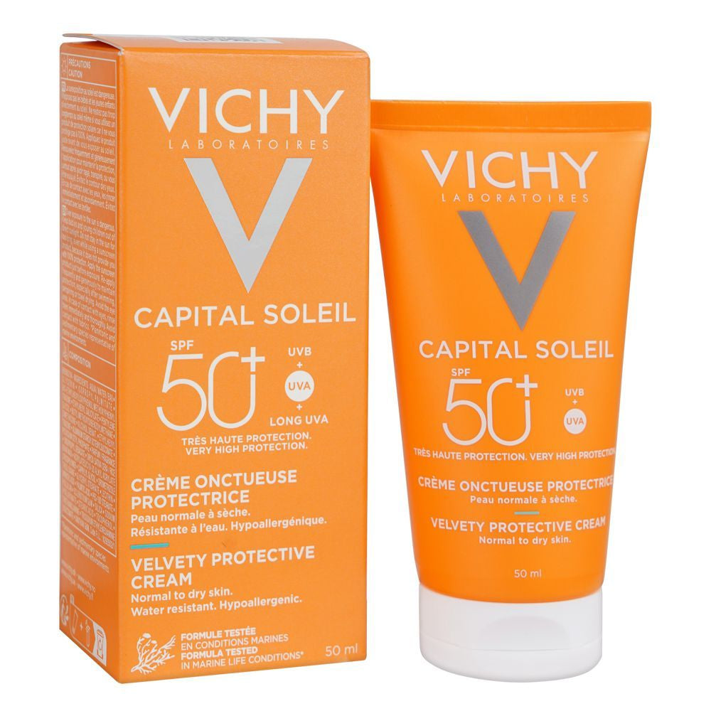 Vichy Capital Ideal Soleil SPF-50+ Velvety Face Sun Cream, For Sensitive Skin, 50ml