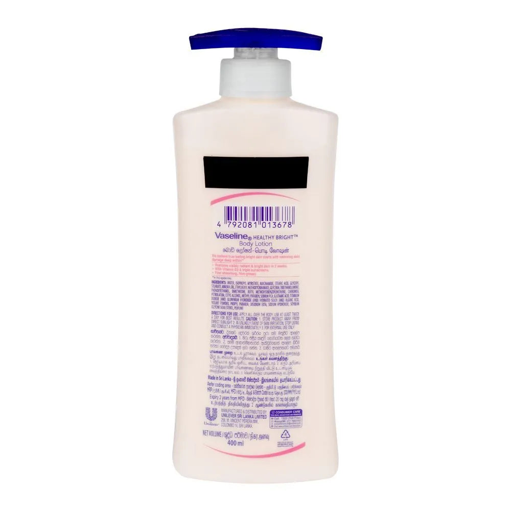 Vaseline Healthy Bright Vaseline Jelly Vitamin B3 Body Lotion Pump - 400ml