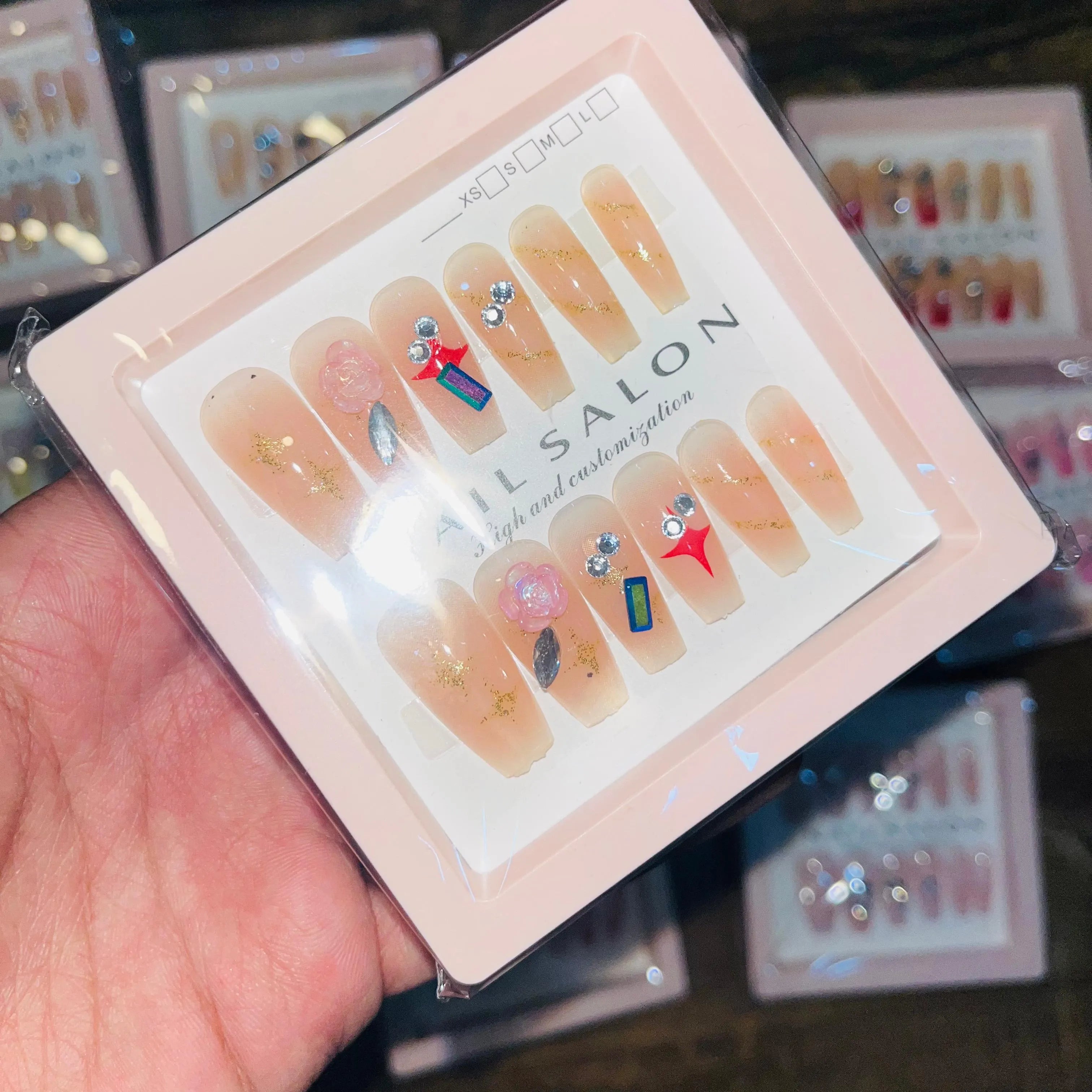 Salon Look Stylish Artifical Nails With Free Stickers(12 Pcs)