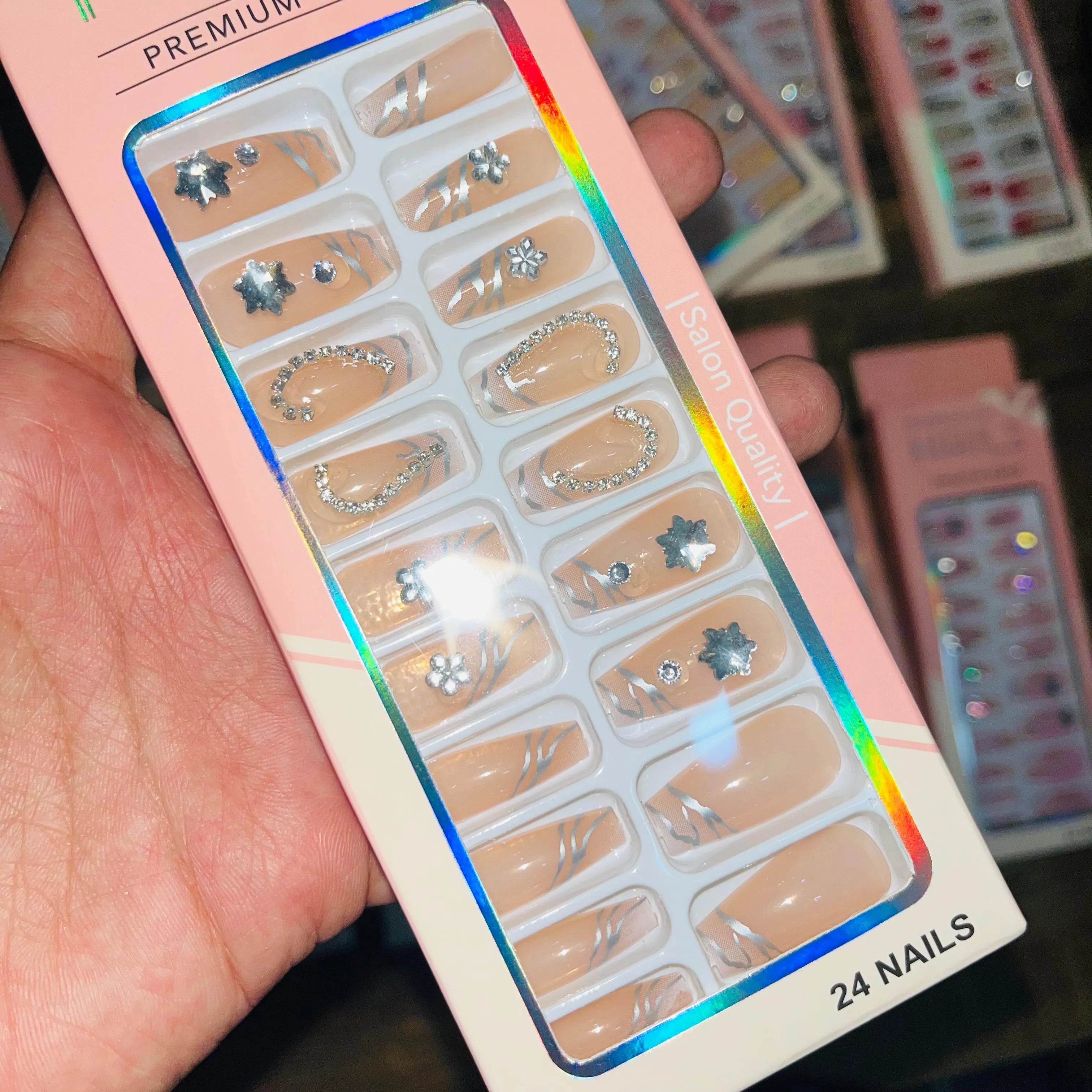 Professional Premium Series Artifical Nails With Free Stickers (24Pcs)