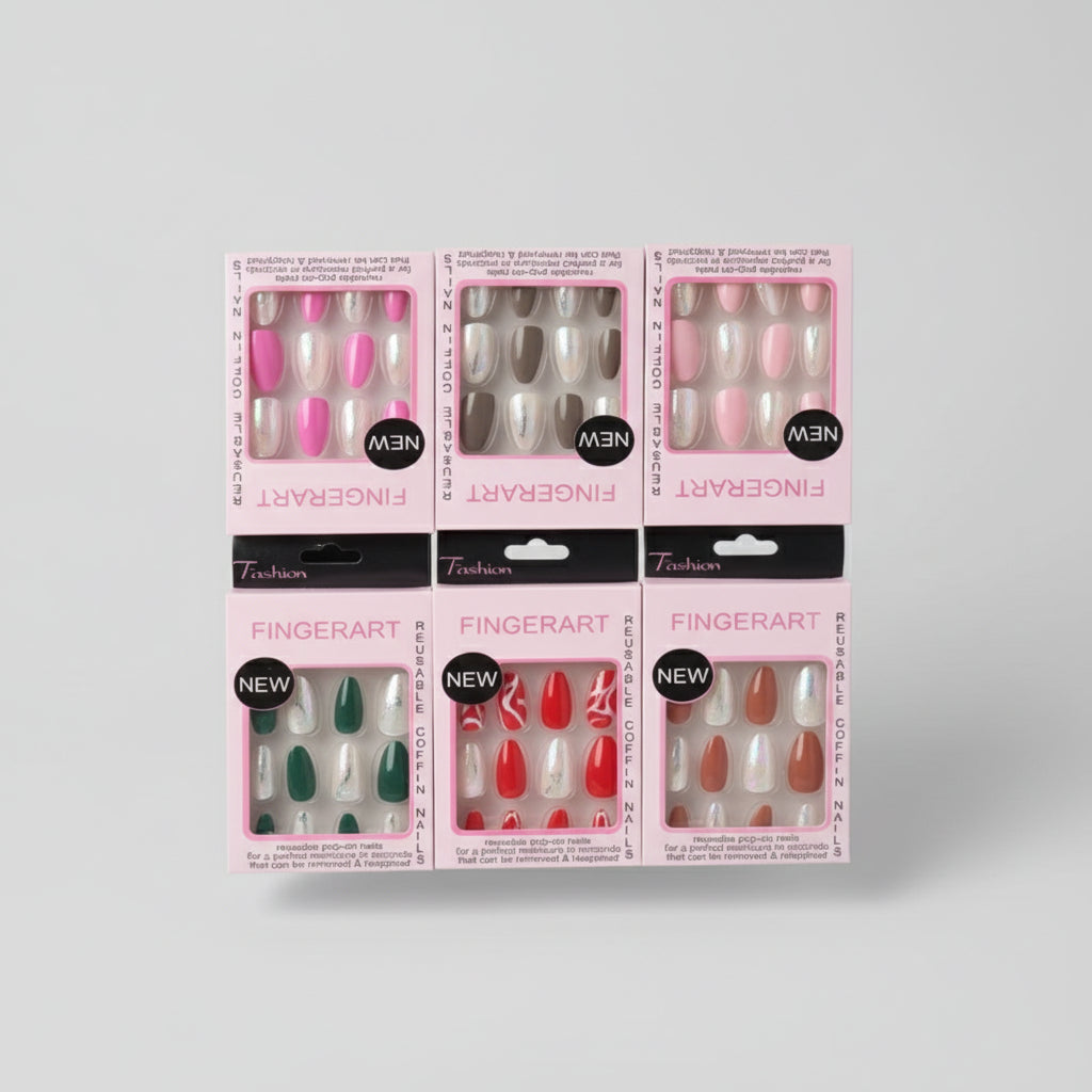 12 pcs Nails Finger Art oval nails Square Shape Artificial Nails With Nail Sticks