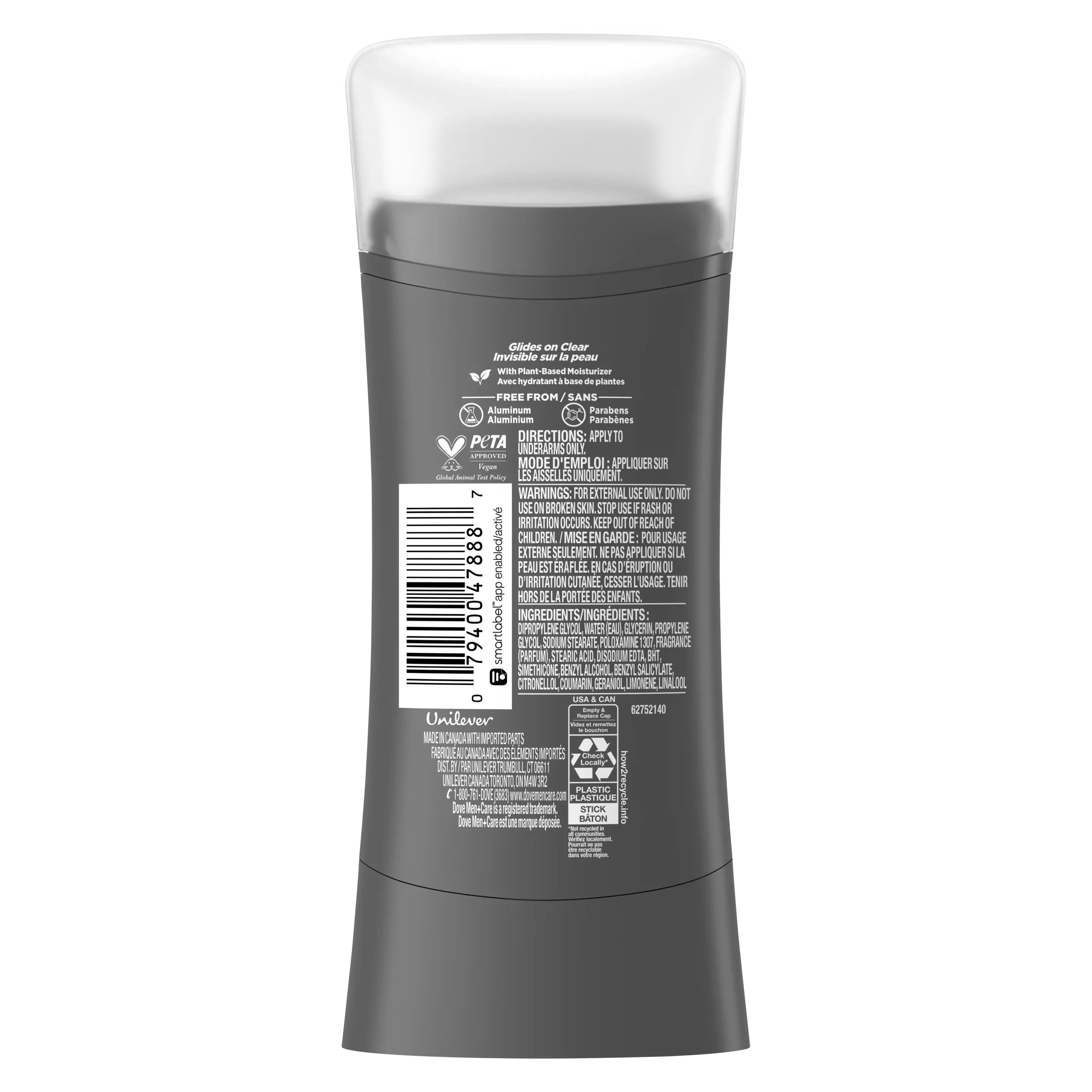 Dove Men+Care Eucalyptus + Birch 0% Aluminum 48h Deodorant Stick - 74g