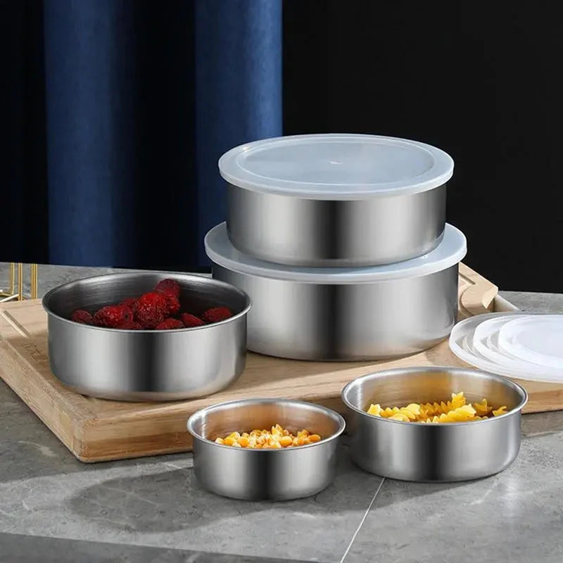 Set of 5 Stainless Steel Food Storage Containers With Lids