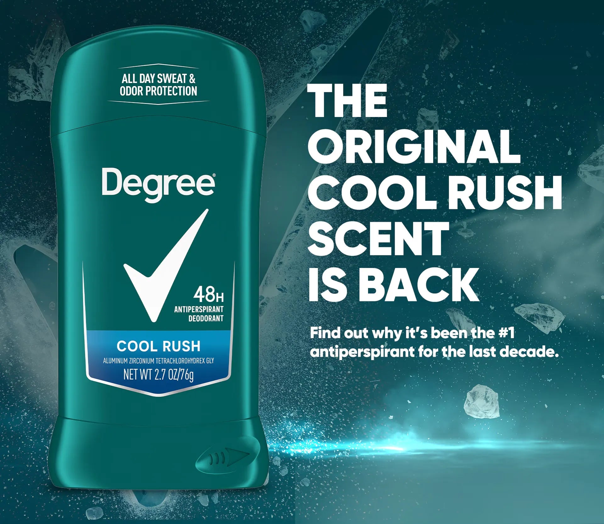 Degree Men Cool Rush Antiperspirant Deodorant Stick - 76g