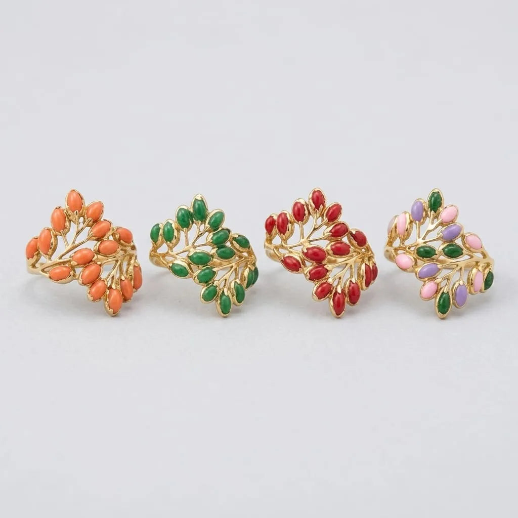 Gold Branch Cluster Stone Ring
