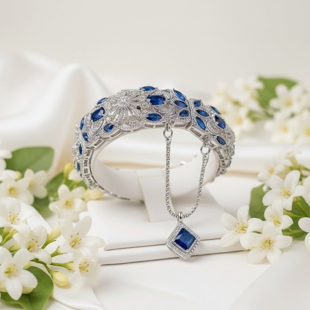 Stainless Steel Victorian Filigree Bracelet - Royal Sapphire - Each