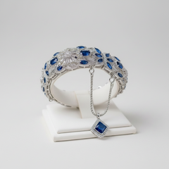 Stainless Steel Victorian Filigree Bracelet - Royal Sapphire - Each