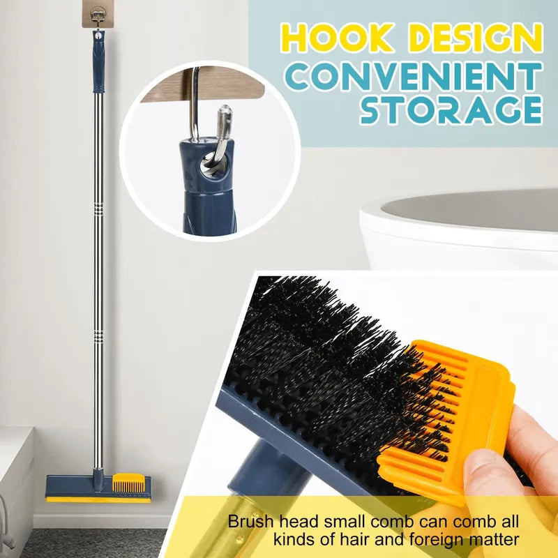 Bathroom Cleaning Brush with Scraper - Long Handle for Easy Reach