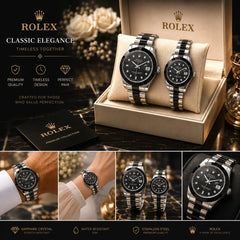Rolex Classic Elegance Stainless Steel Couple Watch