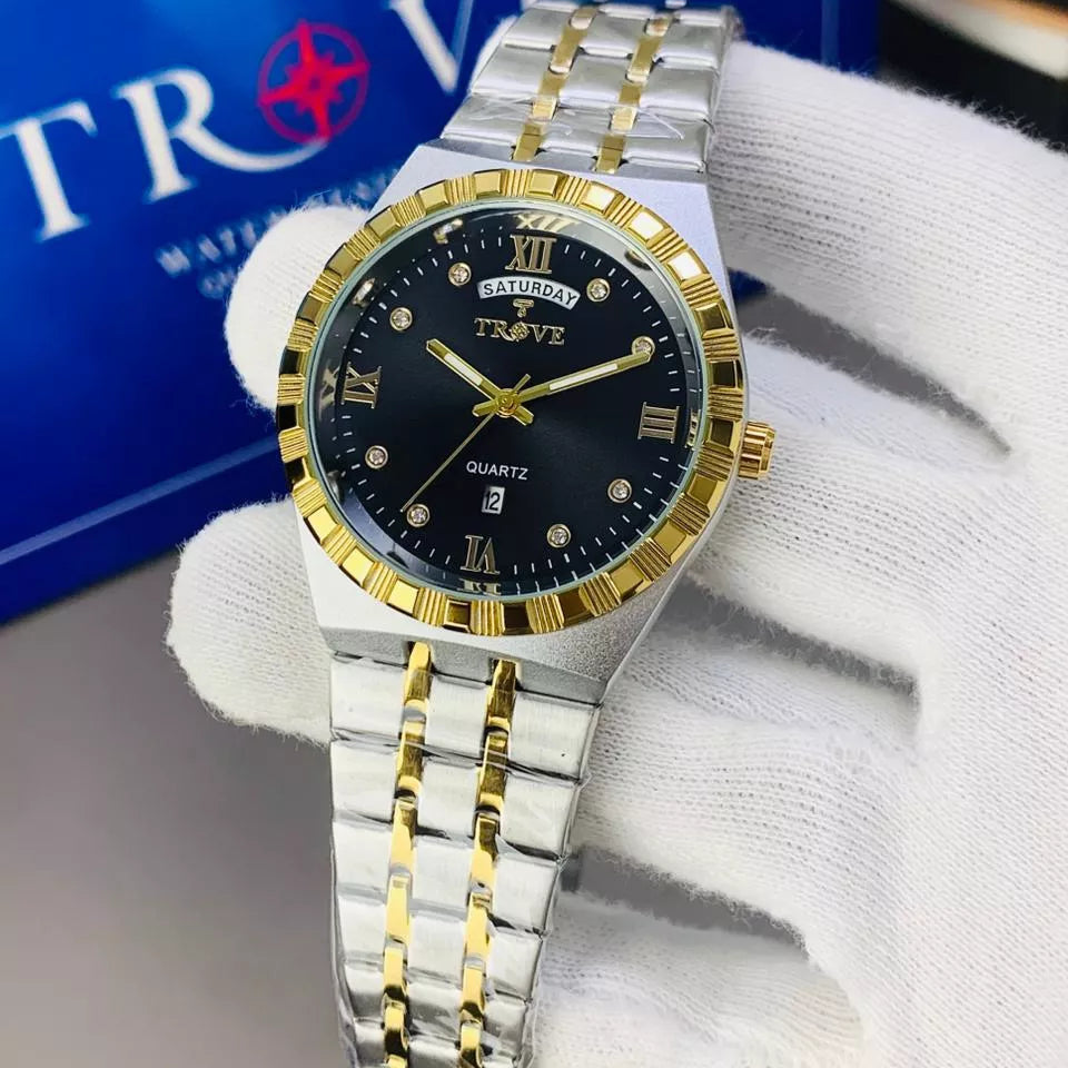 TROVE Men's Slim Watch – Water Resistant with Working Date