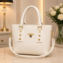 CHANEL Embossed Floral Leather Tote Handbag