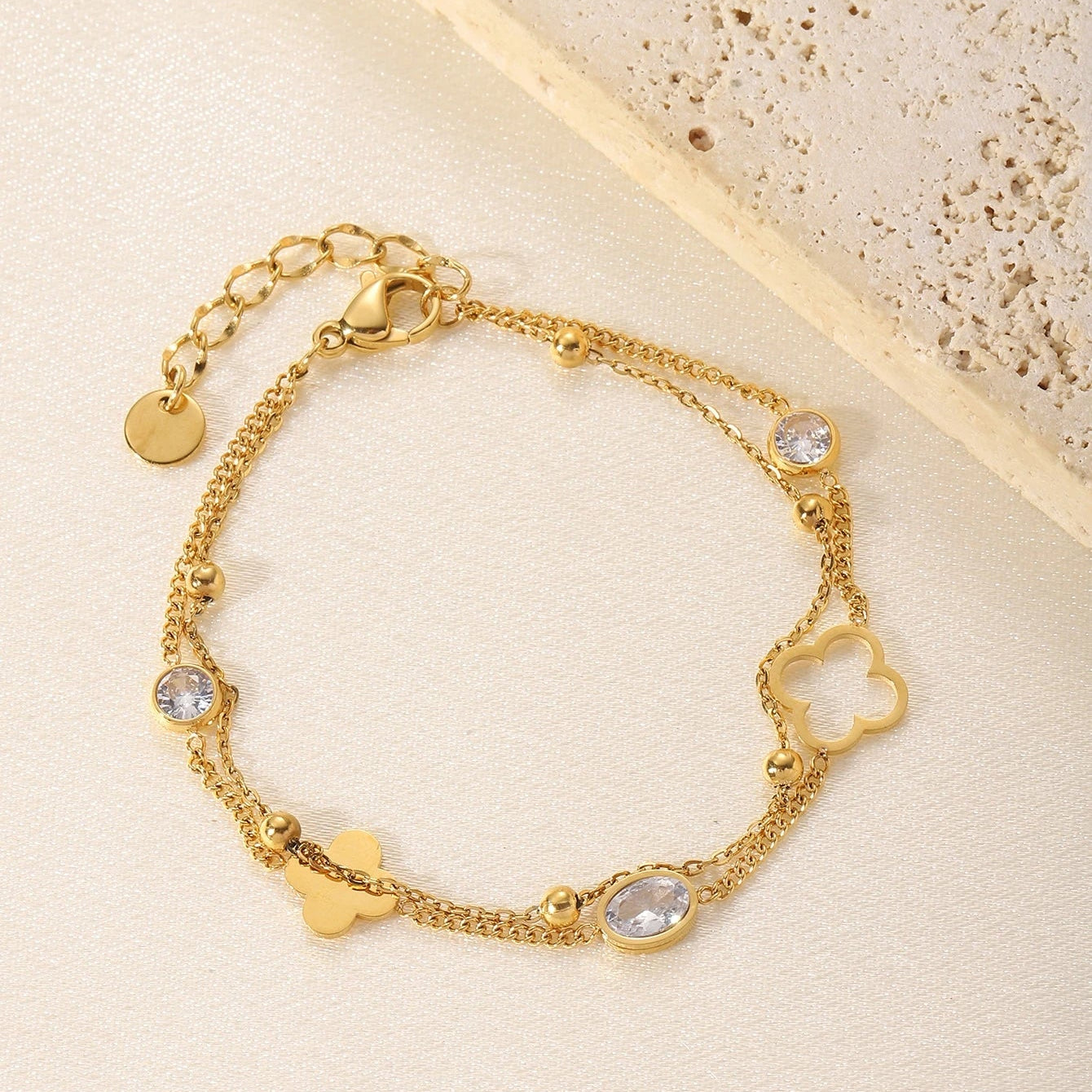 Stainless Steel Unique Double Layer Water Drop Shape Rhinestone - each