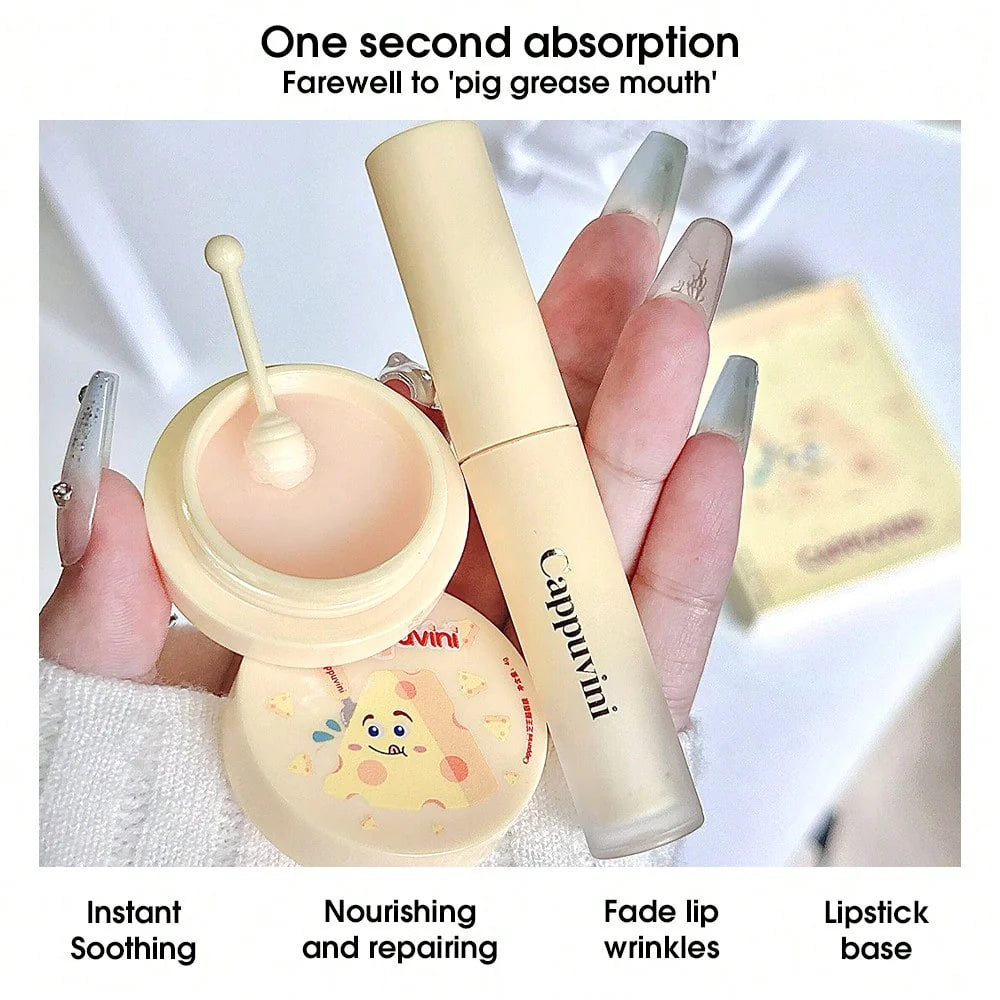 Cappuvini Cheese Lip Gloss & Lip Balm Set