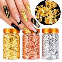 Asymmetrical Metal Leaf Nail Art - Set Of 3