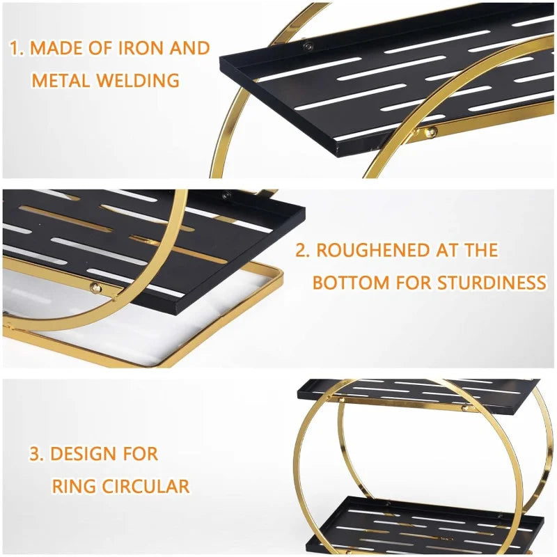 2 Tier Bathroom Countertop Makeup Organizer - Golden
