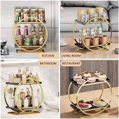 2 Tier Bathroom Countertop Makeup Organizer - Golden