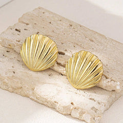 Satinless Steel Seashell Shaped Earrings  - Each Pair