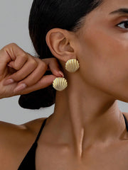 Satinless Steel Seashell Shaped Earrings  - Each Pair