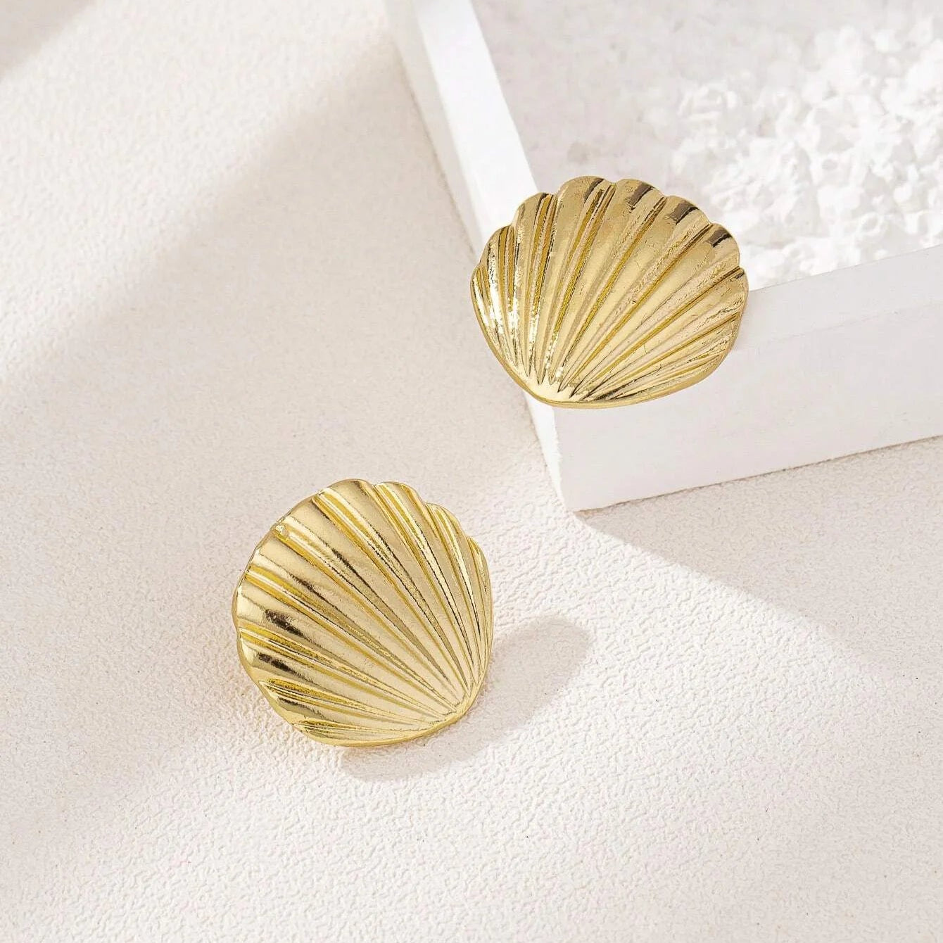 Satinless Steel Seashell Shaped Earrings  - Each Pair